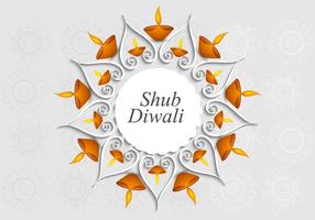 Shub Diwali Met Rangoli En Olie Lamp vector