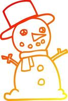 warme gradiënt lijntekening cartoon traditionele sneeuwpop vector