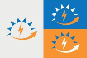 zon energie pijl logo ontwerp vector