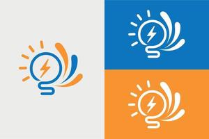 energie lamp licht wind logo ontwerp vector