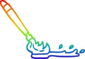 regenboog gradiënt lijntekening cartoon kwast vector