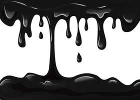 zwart viskeus vloeiende vloeistof olie, petroleum Aan een wit geïsoleerd achtergrond. druipend slijm. vector tekenfilm illustratie