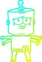 koude gradiënt lijntekening cartoon robot vector