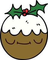 eigenzinnige handgetekende cartoon kerstpudding vector