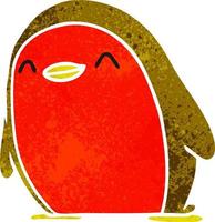 retro cartoon schattig kawaii rood roodborstje vector