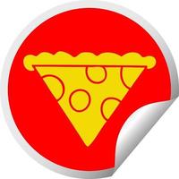 eigenzinnige cirkelvormige peeling sticker cartoon plak pizza vector