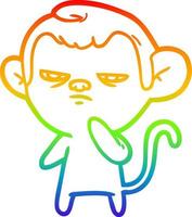 regenbooggradiënt lijntekening cartoon aap vector