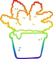 regenbooggradiënt lijntekening cartoon kamerplant vector