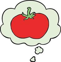 cartoon tomaat en gedachte bel vector