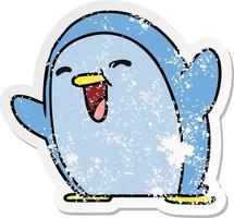 verontruste sticker cartoon kawaii van een schattige pinguïn vector