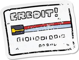 verontrust sticker van een tekenfilm credit kaart vector