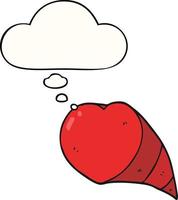 tekenfilm liefde hart symbool en gedachte bubbel vector