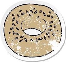 noodlijdende sticker van een tekenfilmdonut vector