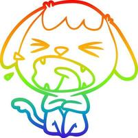 regenbooggradiënt lijntekening schattige cartoon hond vector