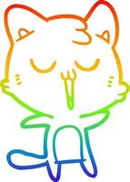 regenbooggradiënt lijntekening cartoon kat zingen vector