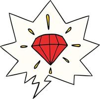 cartoon tattoo diamant en tekstballon