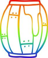 regenbooggradiënt lijntekening cartoon biervat vector