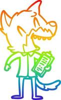 regenboog helling lijn tekening lachend vos verkoper vector