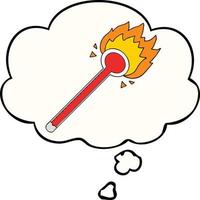 tekenfilm thermometer en gedachte bubbel vector