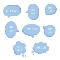 verzameling reeks van schattig blauw pastel 3d toespraak bubbel ballon denken, spreken, praten, sjabloon, tekst doos, vlak ontwerp vector illustratie