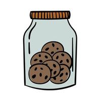 tekening sticker met pot van havermout koekjes vector