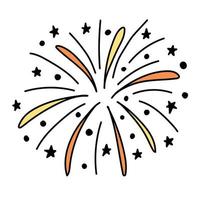 tekening sticker met vuurwerk, groet vector