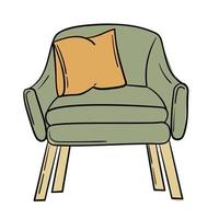 tekening boho stijl knus fauteuil sticker vector