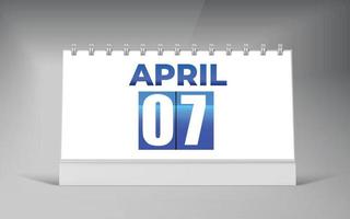 april 07, bureau kalender ontwerp sjabloon. single datum kalender ontwerp. vector