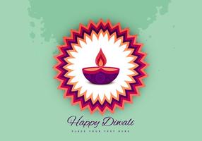 Diwali Olie Lamp Op Mooie Rangoli vector