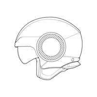 sjabloon helm voor de helft gezicht, lijn kunst helm vector illustratie, lijn kunst vector, helm vector