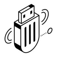 een icoon van USB isometrische ontwerp vector