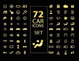 72 goud auto pictogrammen reeks vector