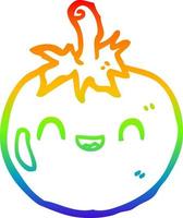 regenboog helling lijn tekening schattig tekenfilm tomaat vector