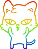 regenbooggradiënt lijntekening cartoon kat vector