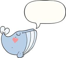 tekenfilm walvis en liefde hart en toespraak bubbel vector