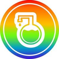 chemisch flacon circulaire in regenboog spectrum vector