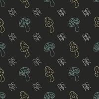 groen en geel paddestoel patroon Aan een zwart achtergrond voor verpakking of textiel ontwerp vector