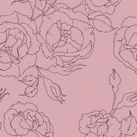 naadloos bloemen patroon met silhouet rozen Aan roze achtergrond. tekening bloemen en bloemknoppen vector illustratie voor kleding stof, behang, omhulsel papier.