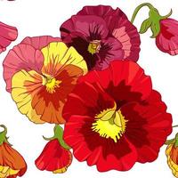 helder rood en oranje bloemen van viooltje . naadloos vector patroon. hand- tekening vector illustratie.