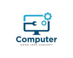 computer technologie logo icoon ontwerp vector