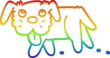 regenbooggradiënt lijntekening cartoon gelukkige hond vector