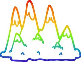 regenboog gradiënt lijntekening cartoon bergen vector