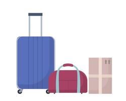 reizen of verhuizing. koffer, zak en doos Aan wit achtergrond. vector