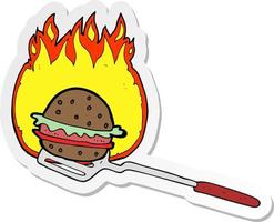 sticker van een tekenfilm Koken hamburger vector