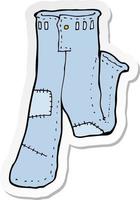 sticker van een cartoon opgelapte oude spijkerbroek