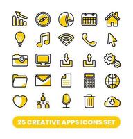 25 creatief apps pictogrammen reeks vector