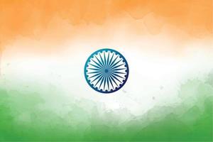 onafhankelijkheid dag Indisch vlag met Ashoka chakra water kleur achtergrond