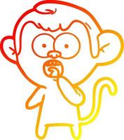 warme gradiënt lijntekening cartoon geschokte aap vector