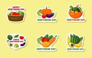 sticker reeks van vegetarisch dag vector