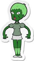 sticker van een cartoon zombie monster vrouw vector